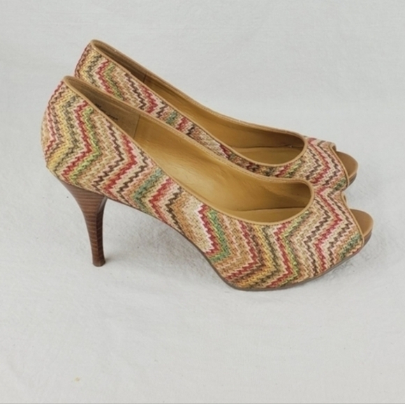 Nine west kendraho woven peep toe platform heels - Picture 5 of 11